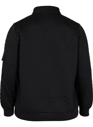 Quiltad tröja med dragkedja, Black, Packshot image number 1