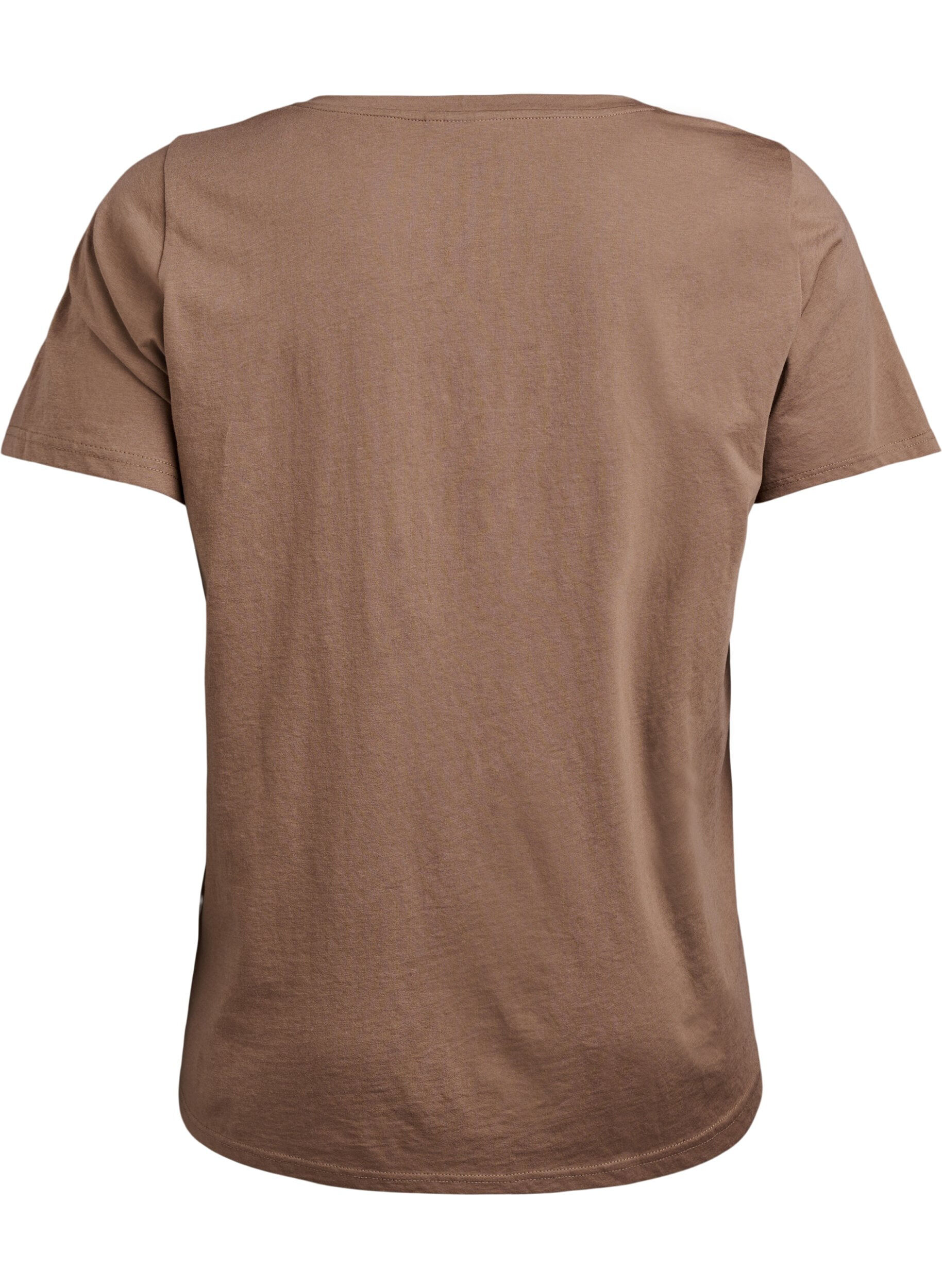 ZizziT-shirt med V-ringning, Brun, Packshot image number 1
