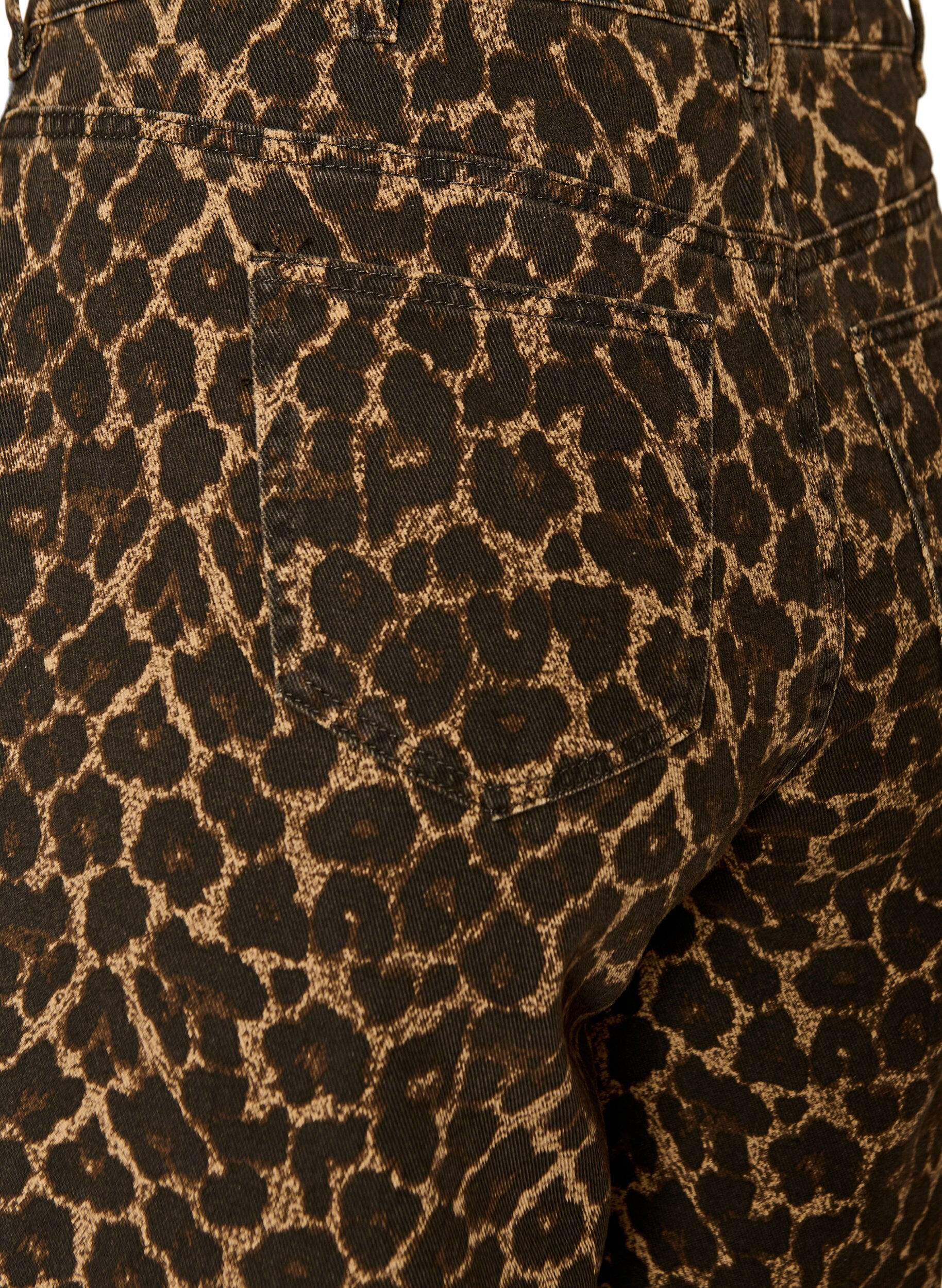 Zizzi Leopardm&ouml;nstrade jeansshorts i bermuda-modell, Brun, Packshot image number 3