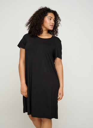 Klänning med korta ärmar, Black, Model image number 0