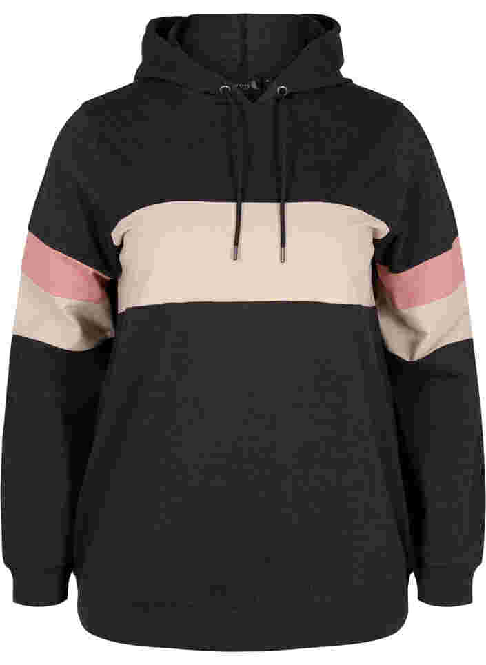 Sweatshirt med huva och färgdetaljer, DGM/Rose, Packshot image number 0