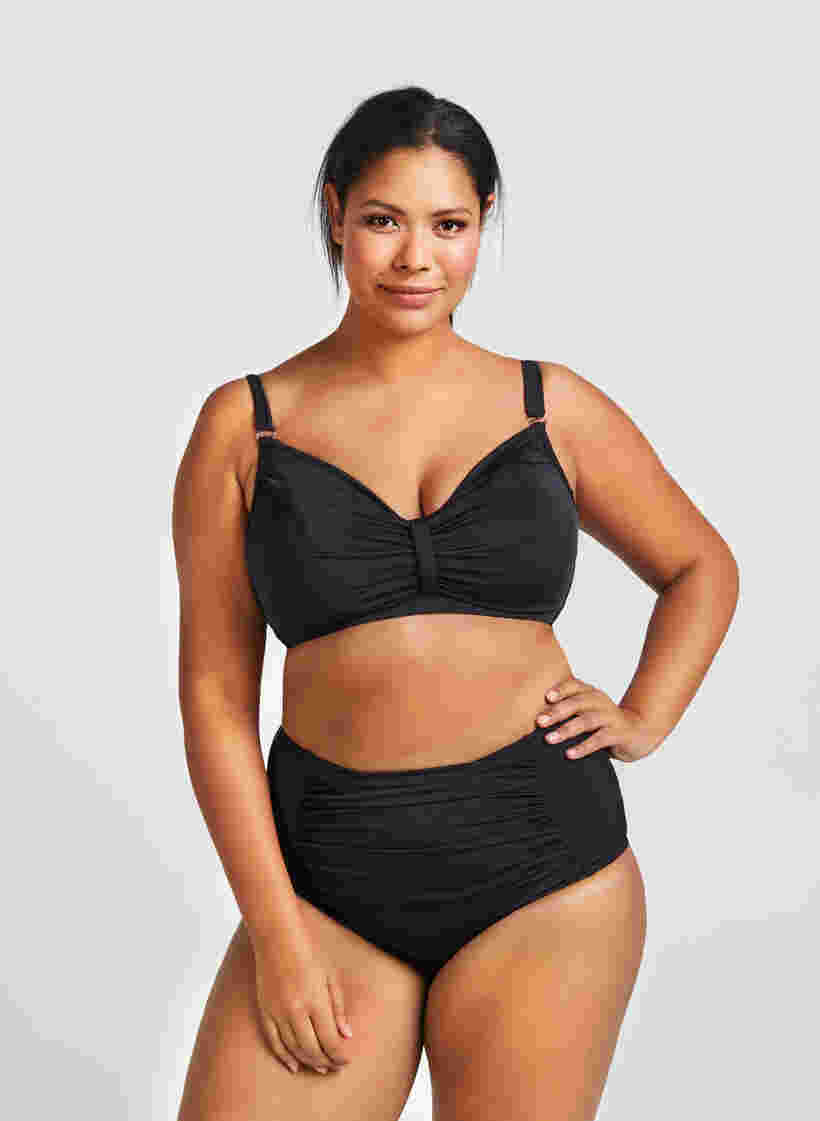 Bikiniöverdel med draperingar, Black, Model image number 1
