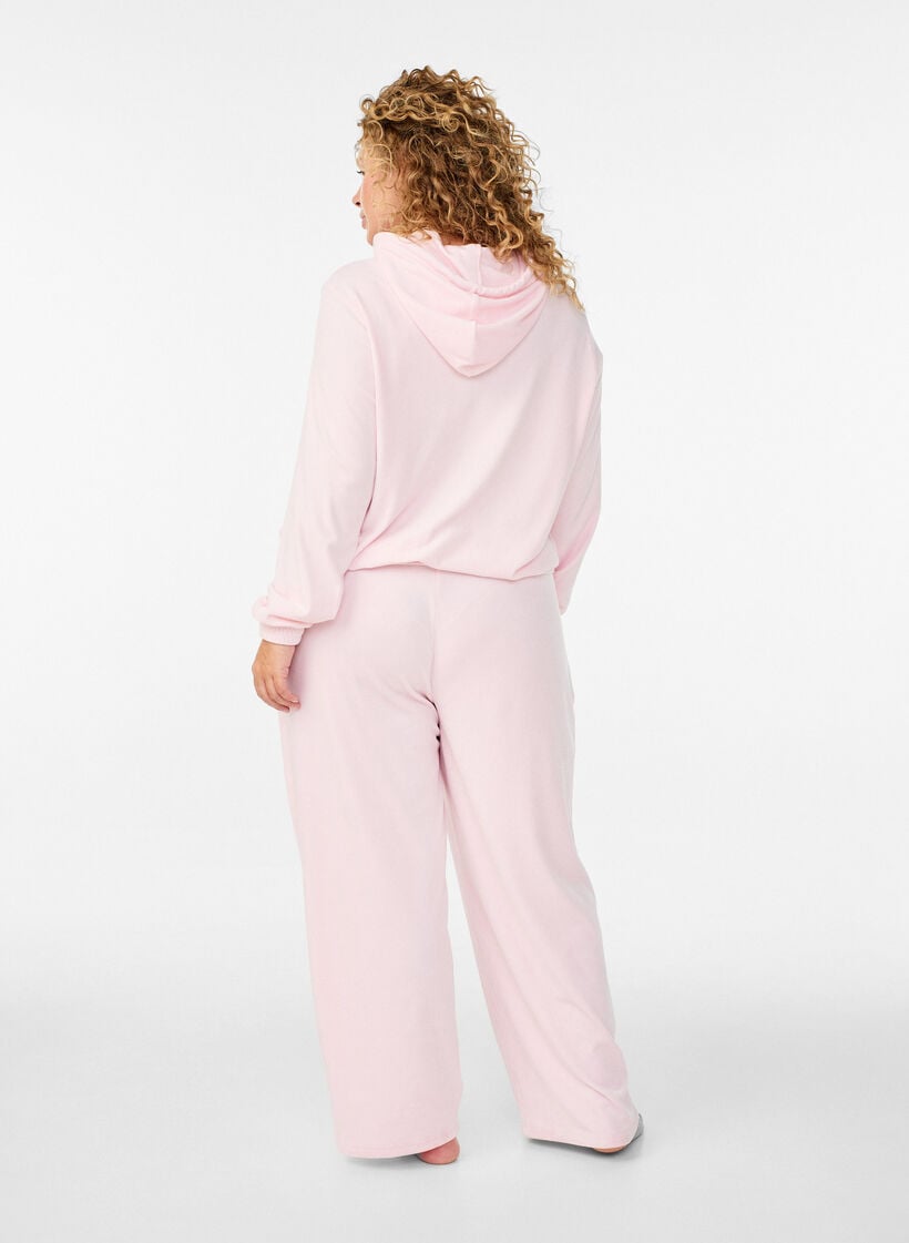 Mjuk huvtr&ouml;ja i velour med dragkedja, Rosa, Model image number 2