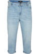 Croppade jeans med uppvikta ben och h&ouml;g midja, Bl&aring;, Packshot image number 0