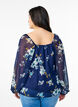 Chiffongblus med blommigt tryck och l&aring;nga &auml;rmar, Bl&aring;, Model image number 2
