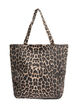 Shopper i denim med leopardm&ouml;nster, Brun, Packshot image number 0