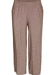 Byxor med vida ben i linne och viskos, Brun