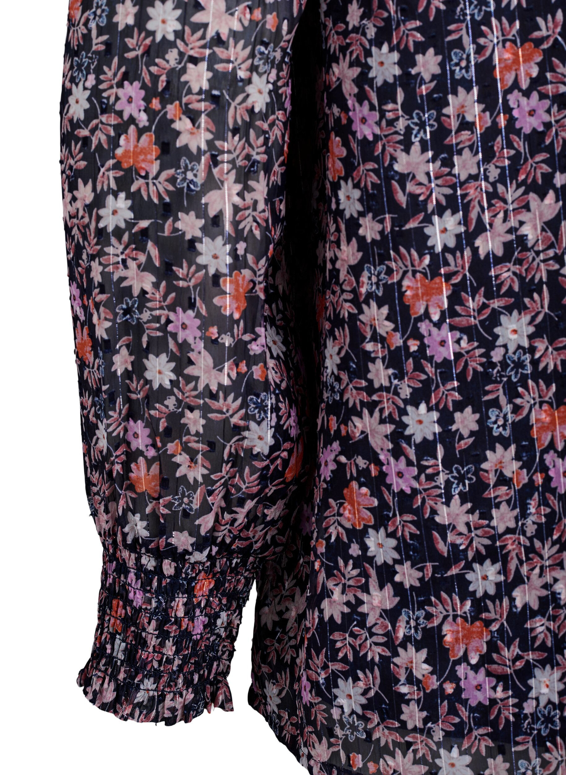 ZizziBlus med blomm&ouml;nster och glittertr&aring;d, Bl&aring;, Packshot image number 3