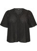Blus i broderie anglaise med kn&auml;ppning, Svart, Packshot image number 0