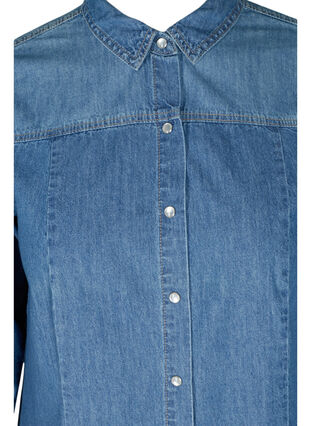 Lång jeansskjorta i bomull, Blue denim, Packshot image number 2