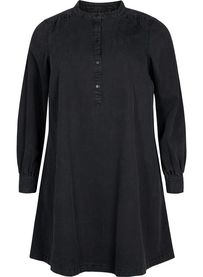 Långärmad denimklänning, Grey Denim, Packshot image number 0