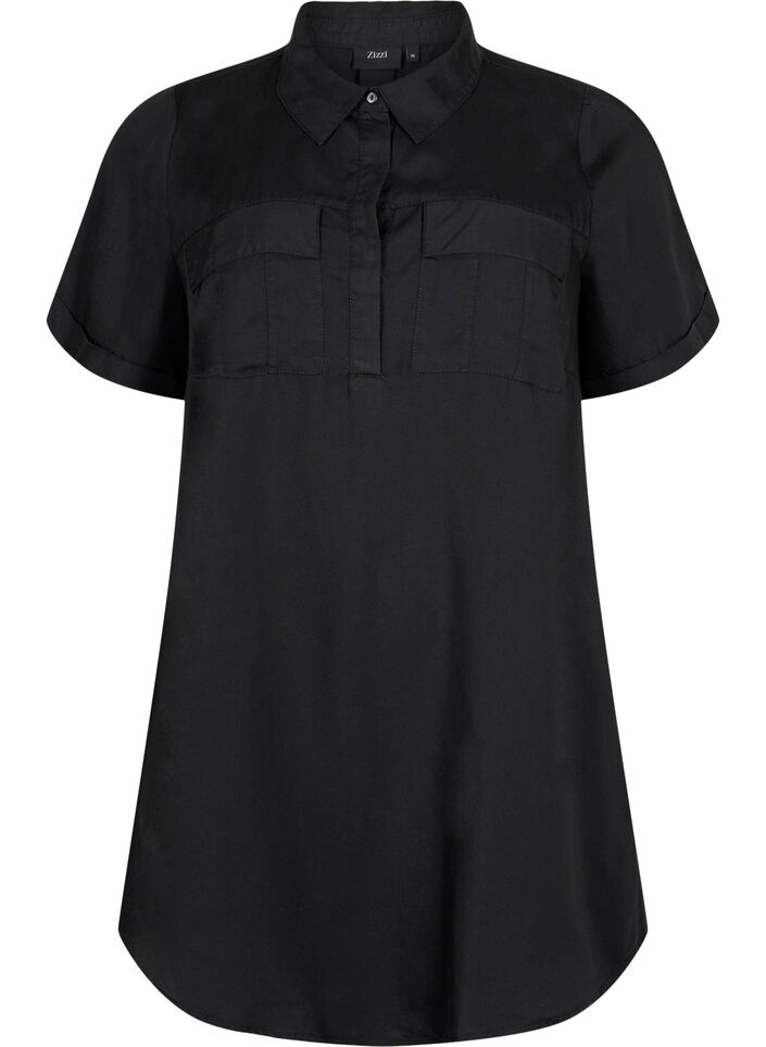 Kortärmad tunika i lyocell (TENCEL™), Black, Packshot image number 0