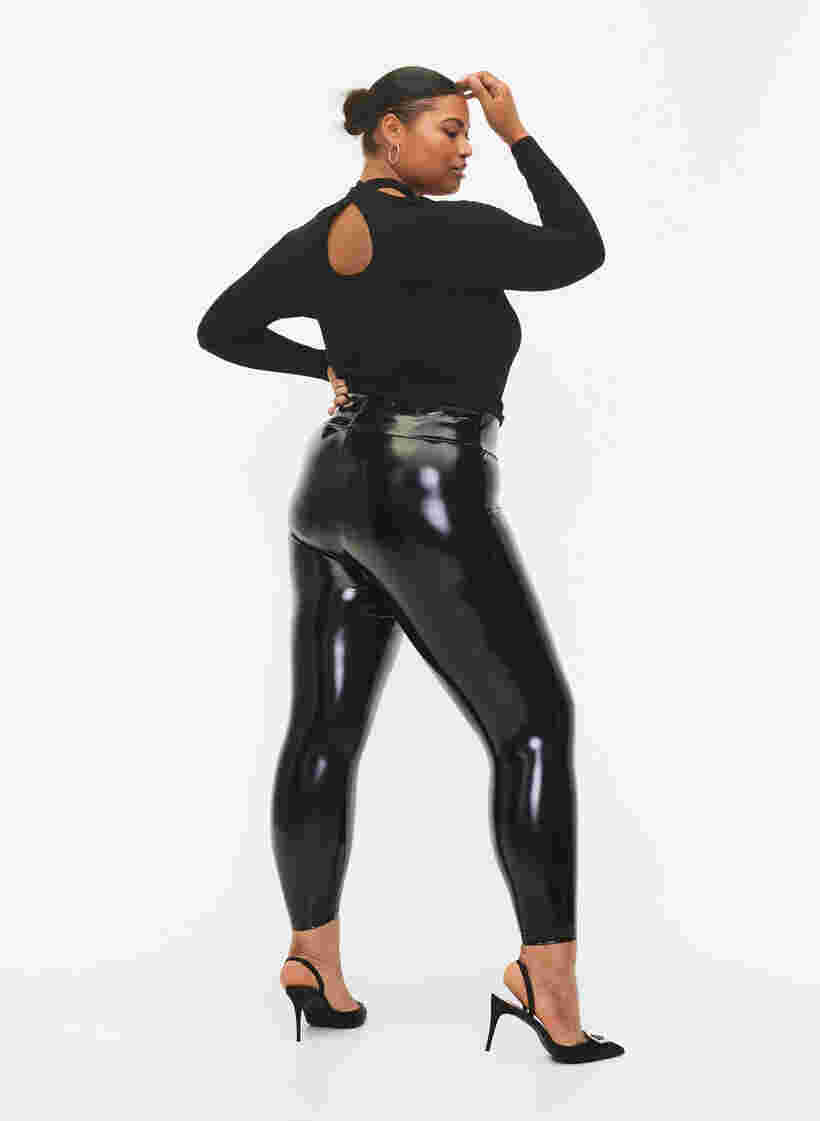 Wet look-leggings, Black Shiny, Model image number 1
