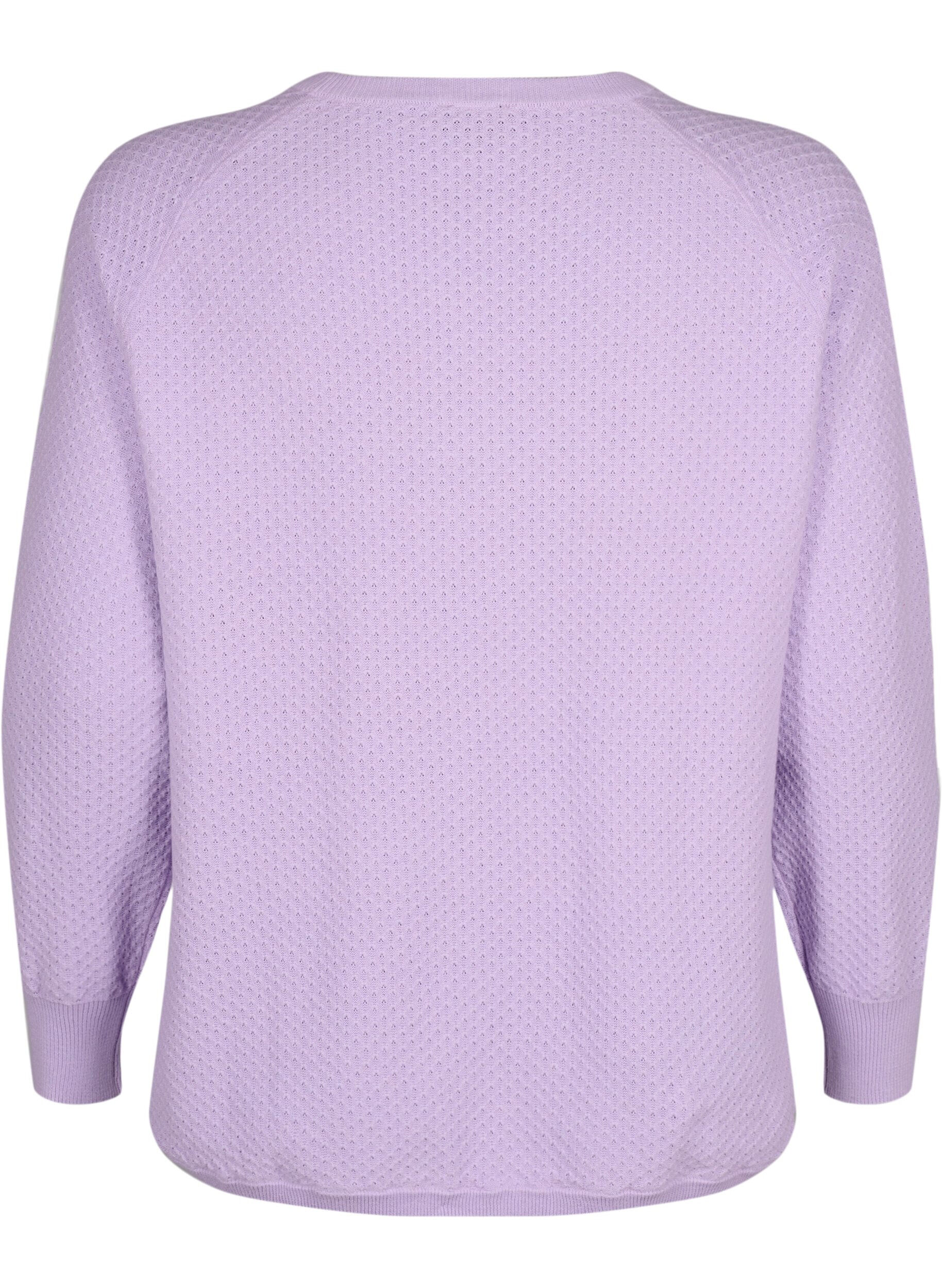 Zizzi Pullover i ekologisk bomull med strukturm&ouml;nster, Lavender, Packshot image number 1