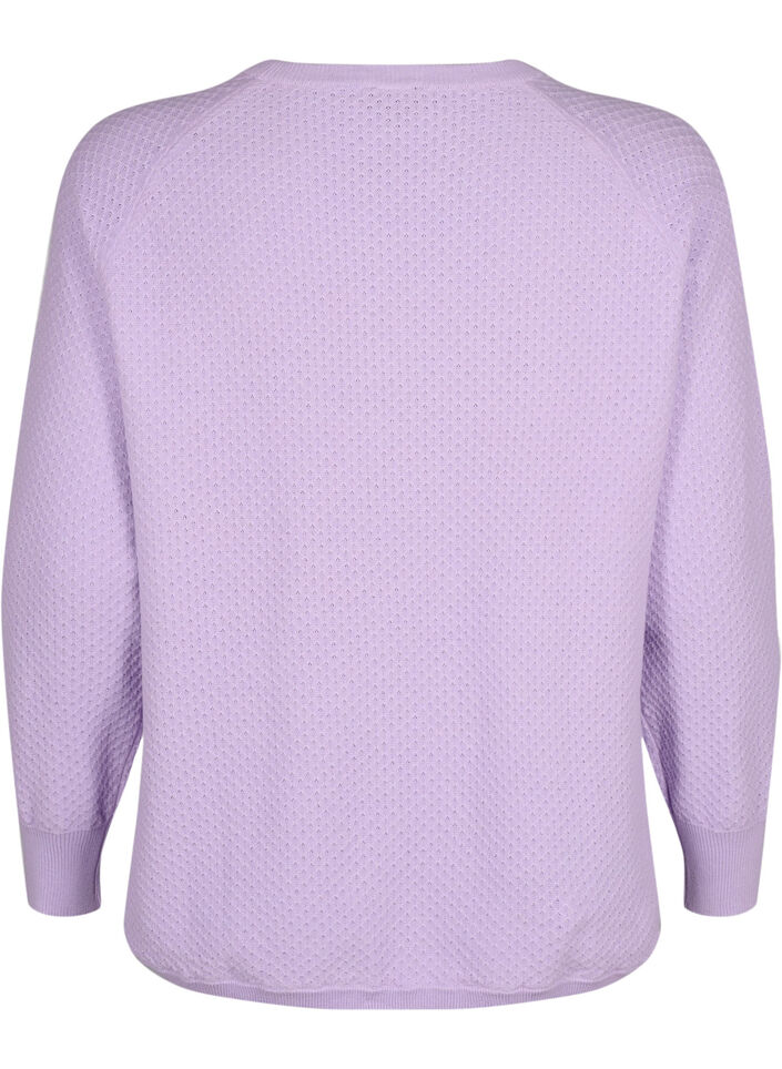 Pullover i ekologisk bomull med strukturmönster, Lavender, Packshot image number 1