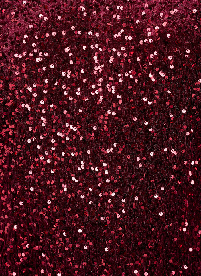 Kort a-linjeformad klänning i paljett, Röd, Packshot image number 2