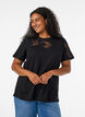 T-shirt i bomull med spetsapplikationer, Svart, Model image number 0