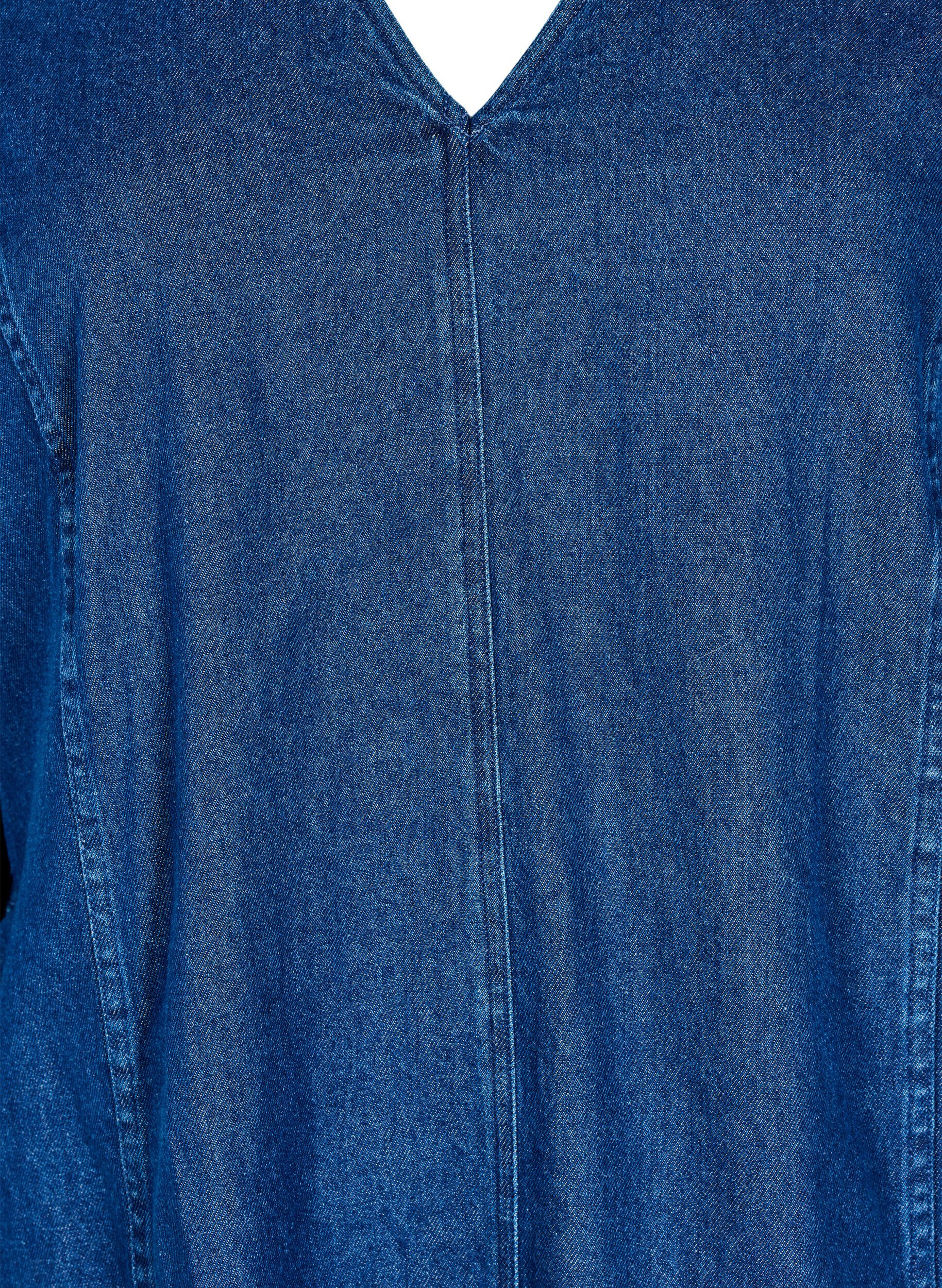 ZizziKort jeanskl&auml;nning med 3/4-&auml;rm, Bl&aring;, Packshot image number 2