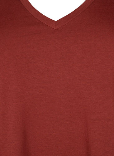 Kortärmad t-shirt med v-hals, Fired Brick, Packshot image number 2