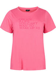 T-shirt i bomull med tryck och korta ärmar, Hot Pink Create