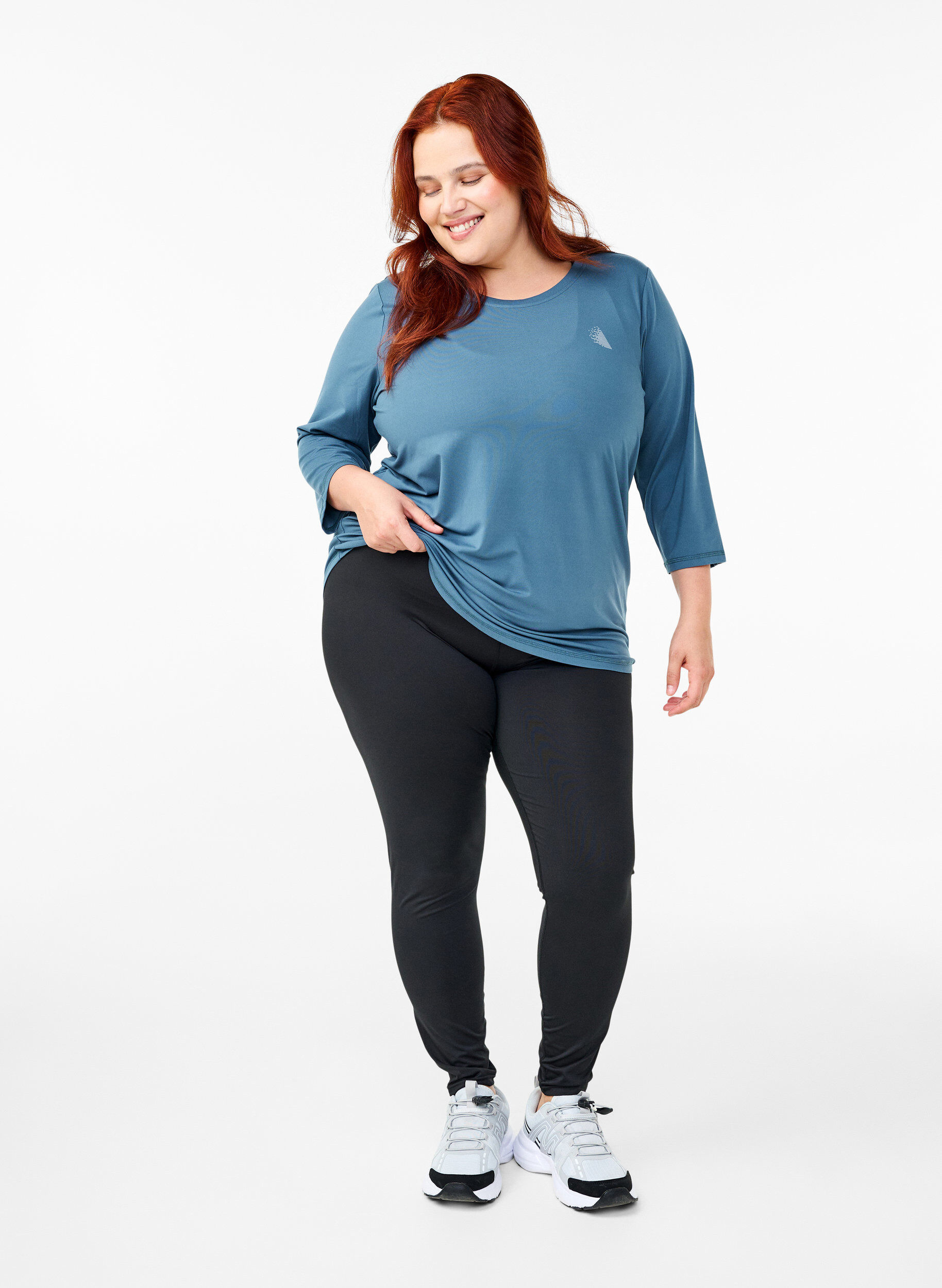 ZizziTr&auml;ningsblus med trekvarts&auml;rm, Bl&aring;, Model image number 1