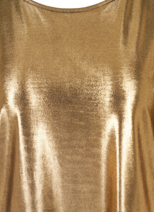 Shiny blus med 3/4 puffärmar, Gold, Packshot image number 2