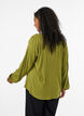 Blus i viskos med v-ringning och l&aring;nga &auml;rmar, Gr&ouml;n, Model image number 2