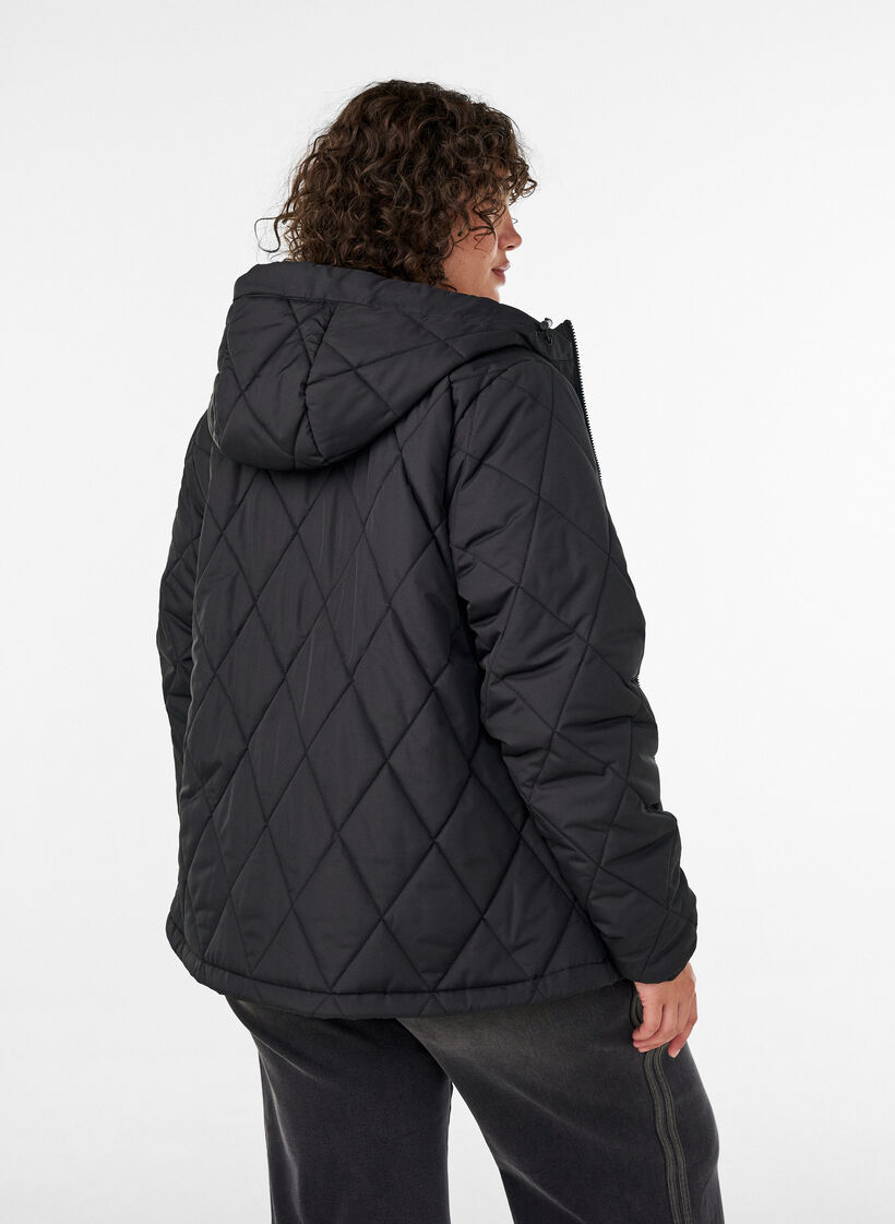 L&auml;tt vadderad jacka med diamantquilt, Svart, Model image number 2