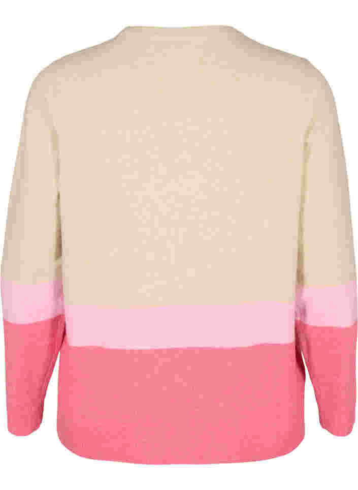 Stickad tröja med rund hals, Hot Pink Comb, Packshot image number 1