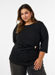 Blus med asymmetrisk drapering och 3/4-&auml;rmar, Svart, Model image number 0