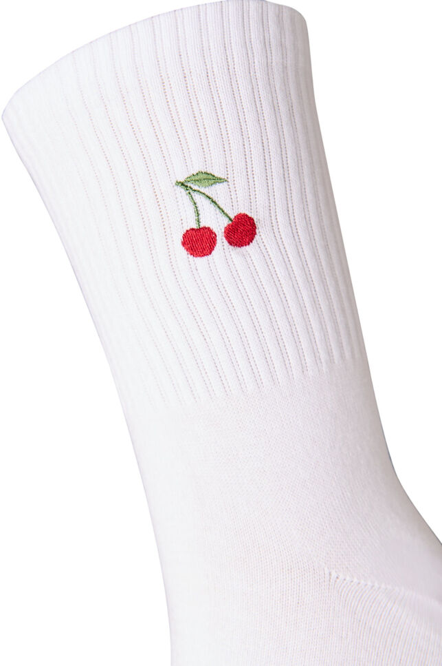 Strumpor i bomull med m&ouml;nster, Vit, Packshot image number 2