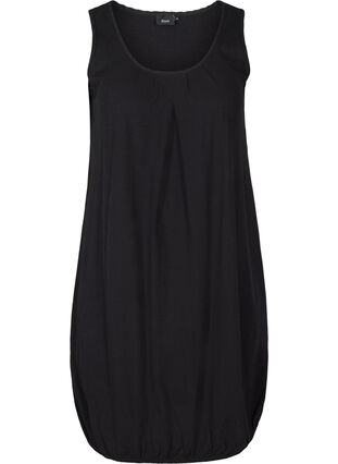 Ärmlös klänning i bomull, Black, Packshot image number 0