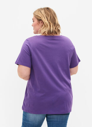 A-linjeskuren t-shirt med korta ärmar, Deep Lavender, Model image number 1