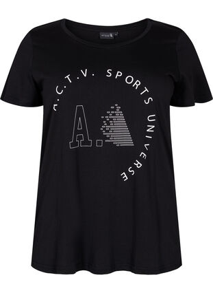 Sport t-shirt med tryck, Black A.C.T.V, Packshot image number 0