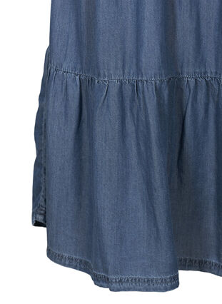 Kortärmad jeansklänning med veck, Medium Blue, Packshot image number 3