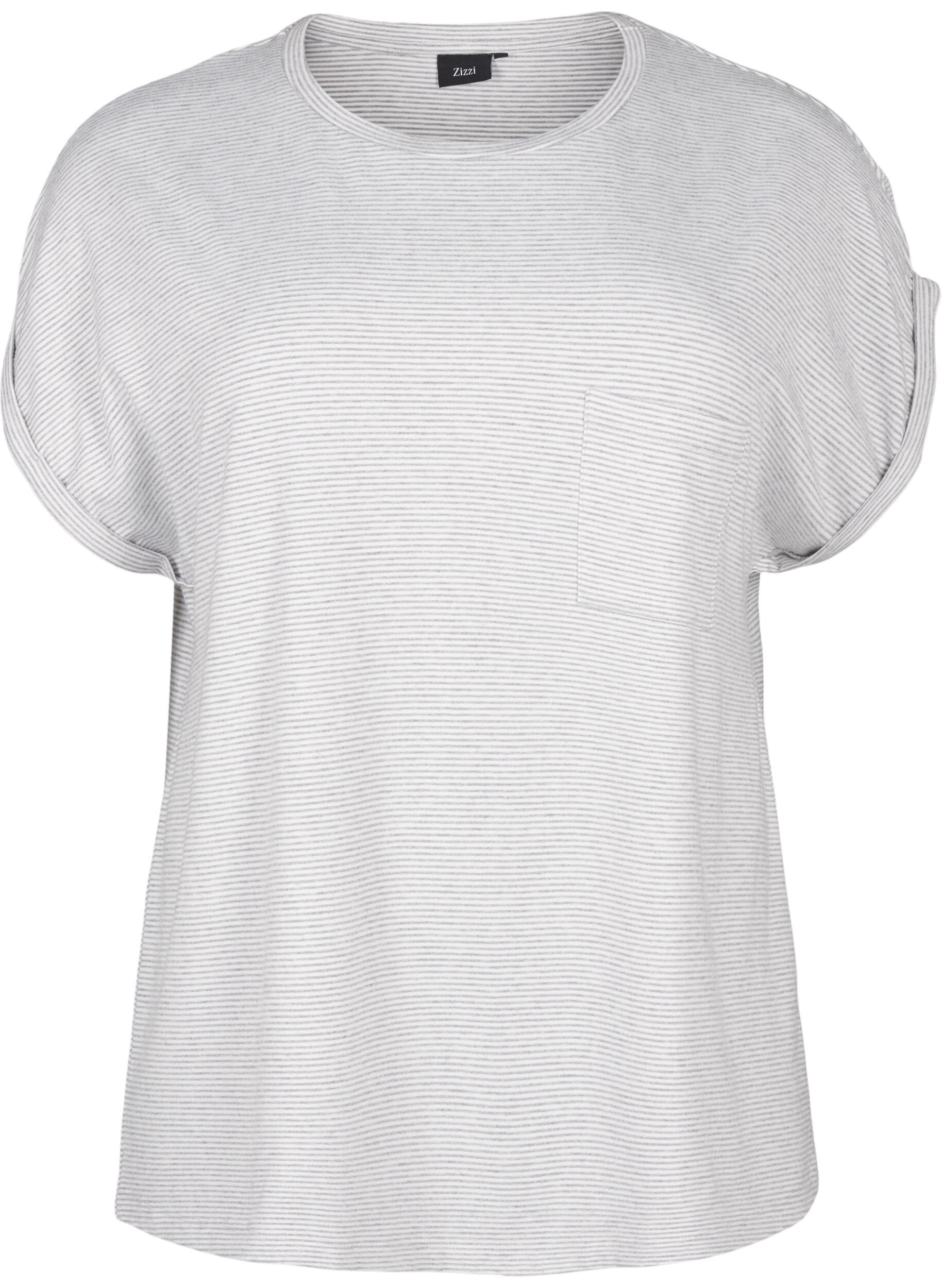 Randig nattlinne med korta &auml;rmar