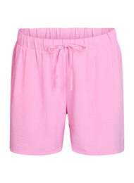 Shorts med fickor och res&aring;r i midjan, Rosa