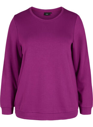 Tröja i sweatshirtmaterial med rund hals och långa ärmar, Dark Purple, Packshot image number 0