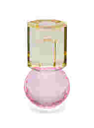 Ljusstake i kristallglas, Lysegul/Pink