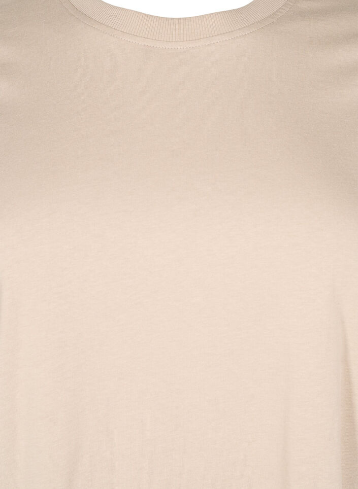 Enkel t-shirt i bomull med rund halsringning, Beige, Packshot image number 2