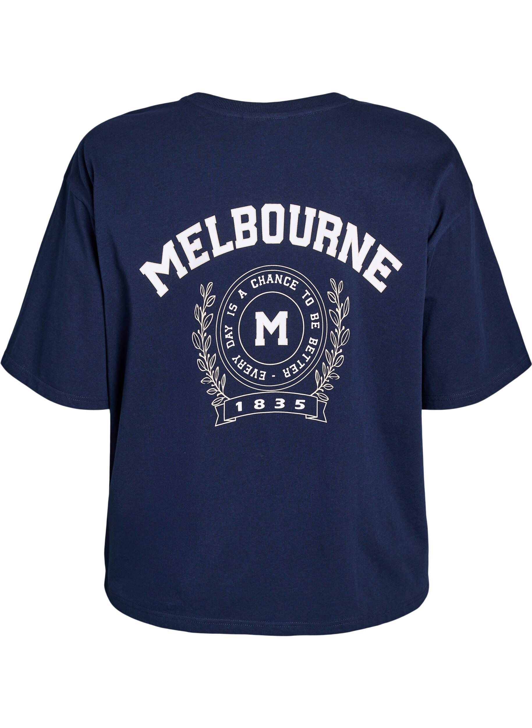 Zizzi Oversized T-shirt med tryck p&aring; ryggen, Bl&aring;, Packshot image number 1