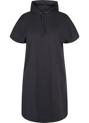 Sweatshirtklänning med huva och korta ärmar, Black DGM ASS, Packshot image number 0