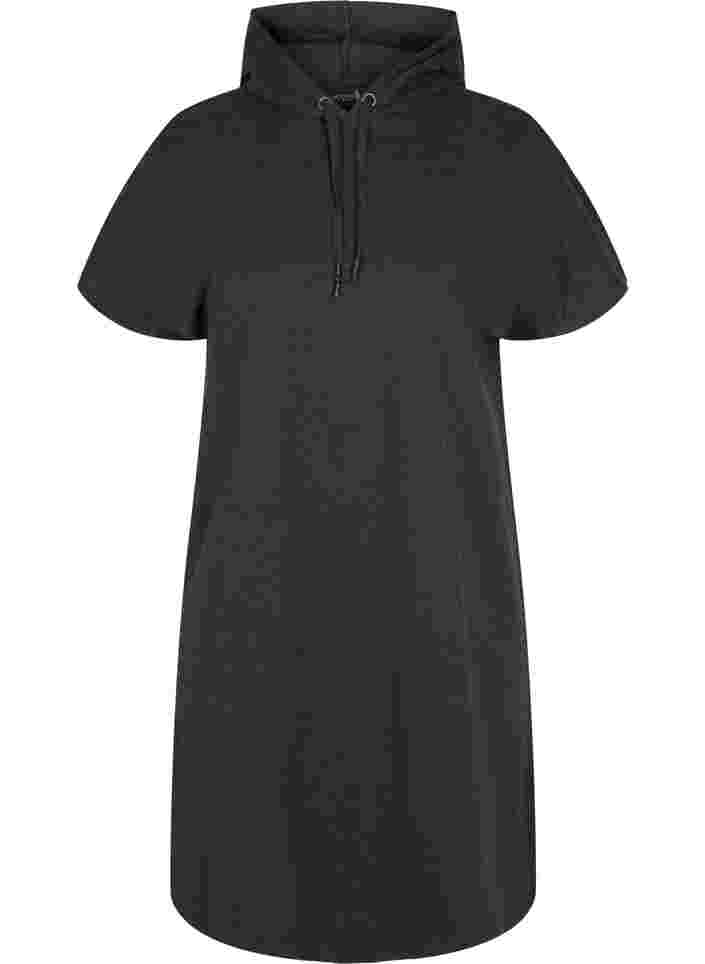 Sweatshirtklänning med huva och korta ärmar, Black DGM ASS