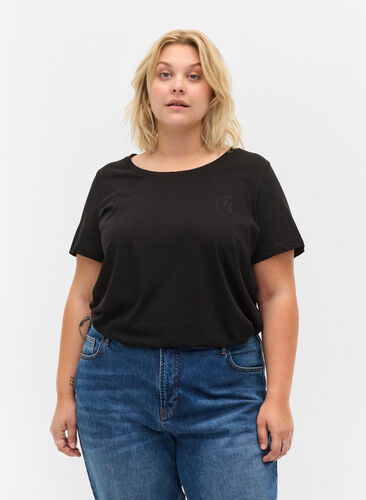 Kortärmad t-shirt med rund halsringning, Black MB, Model image number 0