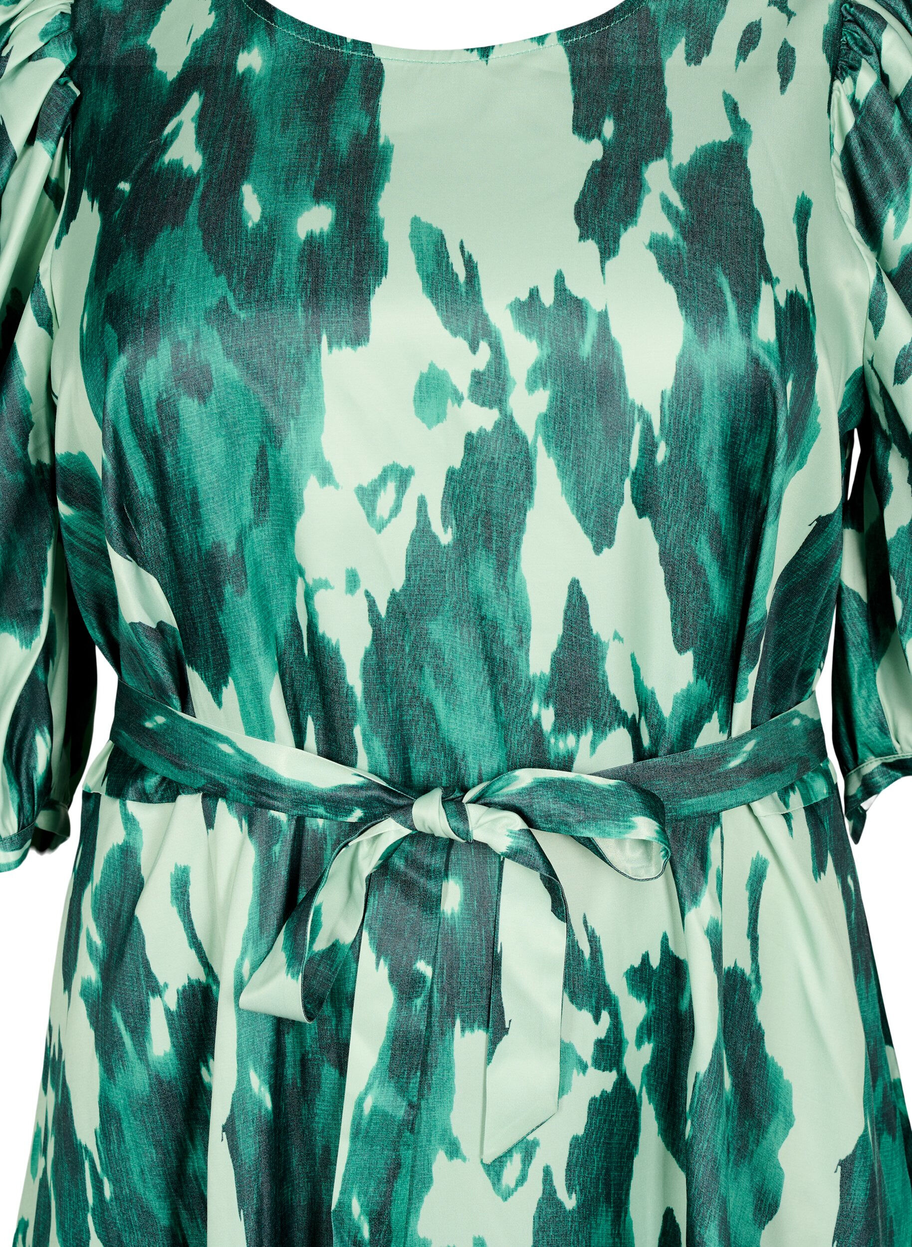 Zizzi Kort&auml;rmad festkl&auml;nning med knytsk&auml;rp, Gr&ouml;n, Packshot image number 2