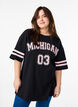Sportig oversized college-t-shirt, Svart, Model image number 0