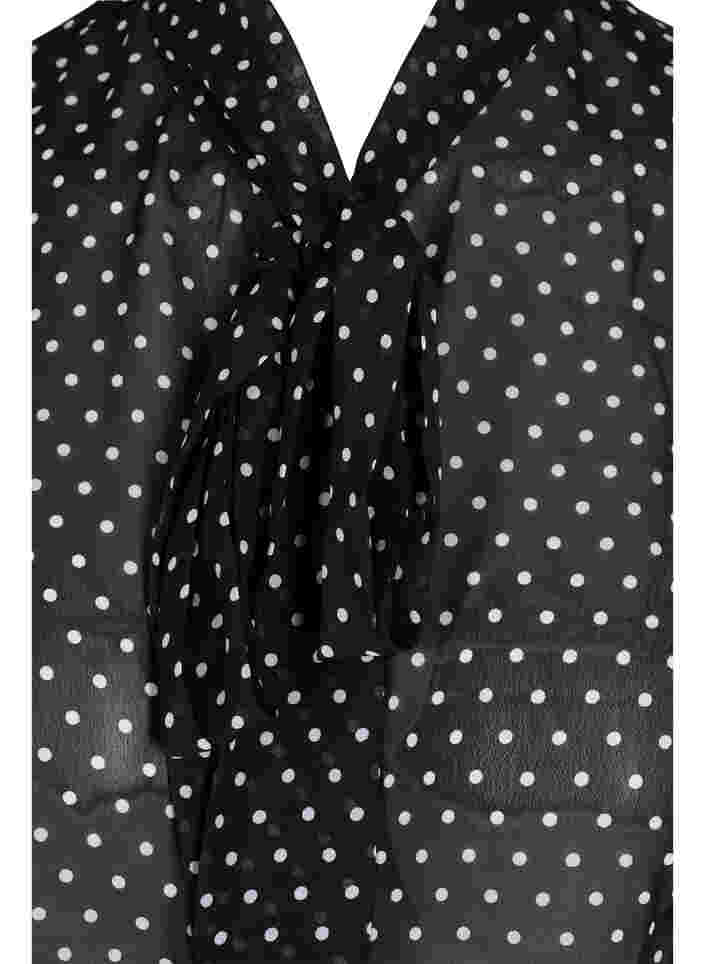 Prickig krage med knytdetalj, Black w. White , Packshot image number 2