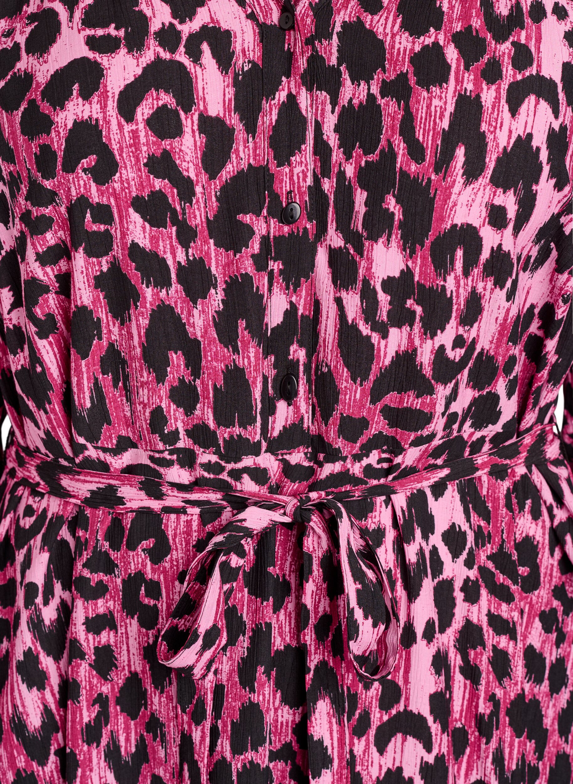 Zizzi Midikl&auml;nning med knappar och knytsk&auml;rp, Rosa, Packshot image number 2