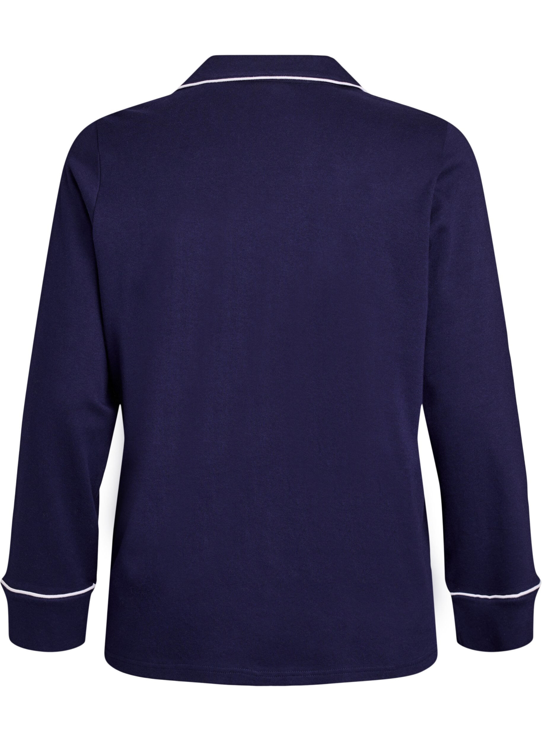 Zizzi Pyjamasskjorta i bomull med br&ouml;stficka, Bl&aring;, Packshot image number 1