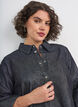 Jeansskjorta med glittertr&aring;d och 3/4-&auml;rmar, Gr&aring;, Model image number 3
